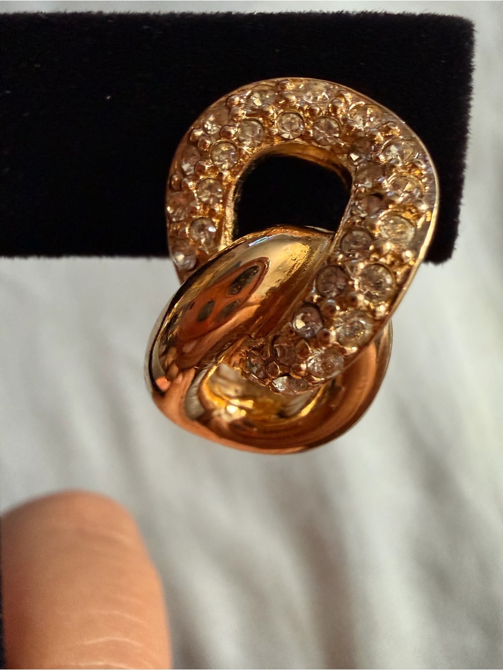 Dior Gold-Tone Crystal Link Earrings - Picture 6 of 8